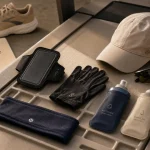 Accessoires running femme : ceinture, smartphone et gants pour courir léger