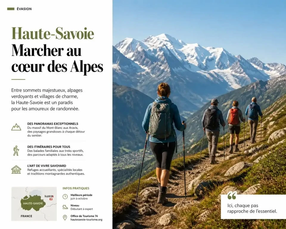 Groupe de randonnée en Haute-Savoie sur un sentier de montagne