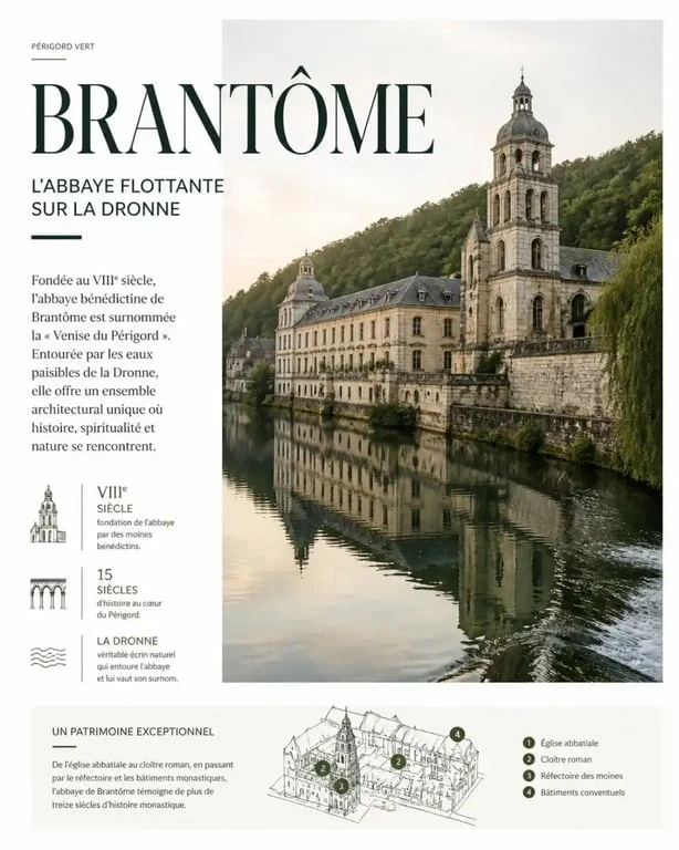 Abbaye de Brantôme, incontournable du tourisme vert en Dordogne