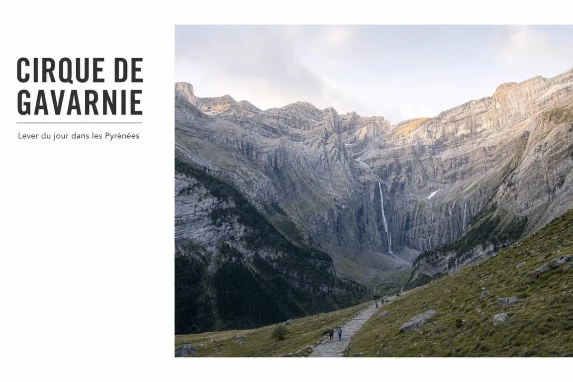 Randonnée Gavarnie dans le cirque de Gavarnie avec sentier de montagne et muraille calcaire
