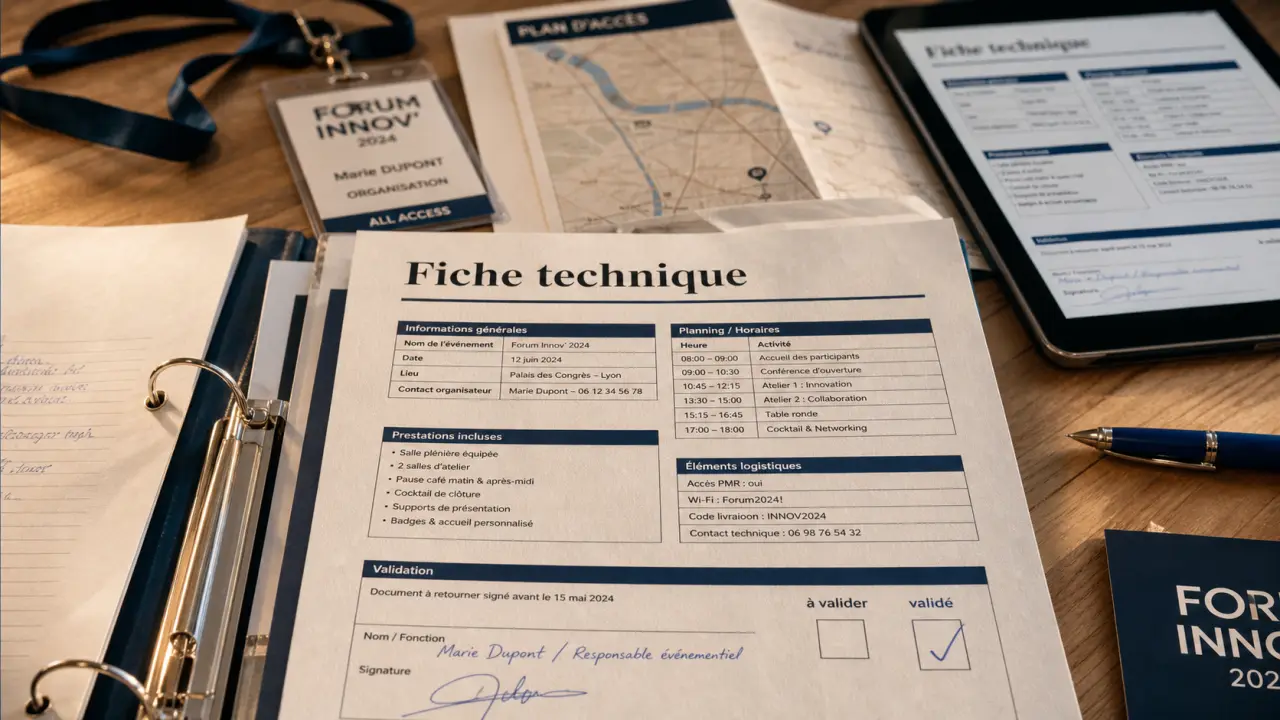Fiche technique organisation événement pdf : centraliser, planifier, sécuriser le jour J