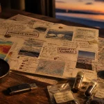 ONG environnement : enquête terrain climat, océans et déchets sur table collage thermique