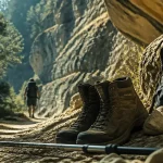 Randonnée gorges Luberon : chaussures de rando au sentier dans les gorges