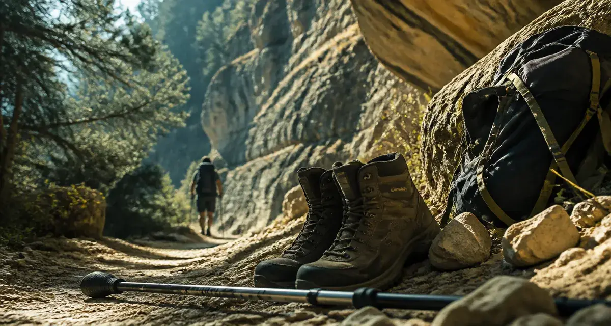 Randonnée gorges Luberon : chaussures de rando au sentier dans les gorges