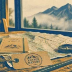 Voyage nature : boussole et carte des sentiers, petit carnet de randonnée