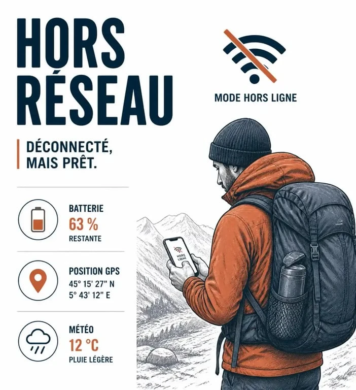 Préparation d'une randonnée en Auvergne avec application mobile en mode hors connexion