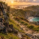 Plus belles randonnées en France : sentier côtier en Bretagne au golden hour
