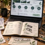 Technologie durable : cycle de vie et données ESG sur un bureau