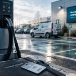 Borne de recharge entreprise sur parking professionnel