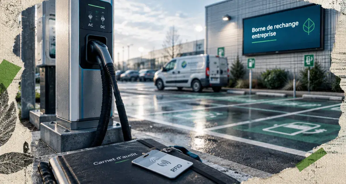 Borne de recharge entreprise sur parking professionnel