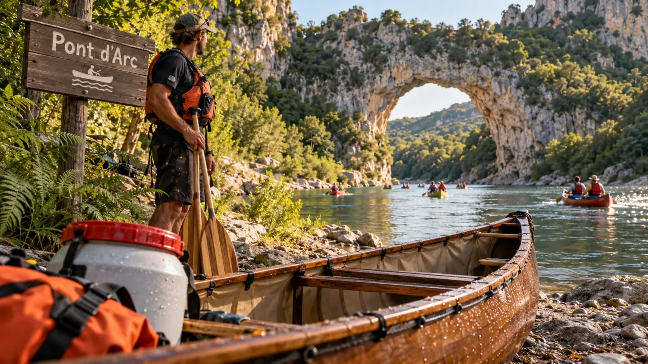 Meilleur parcours canoë Ardèche : canoë au bord de l’Ardèche vers Pont d’Arc