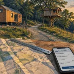 Projet création hébergement insolite : tiny house en construction près de la forêt