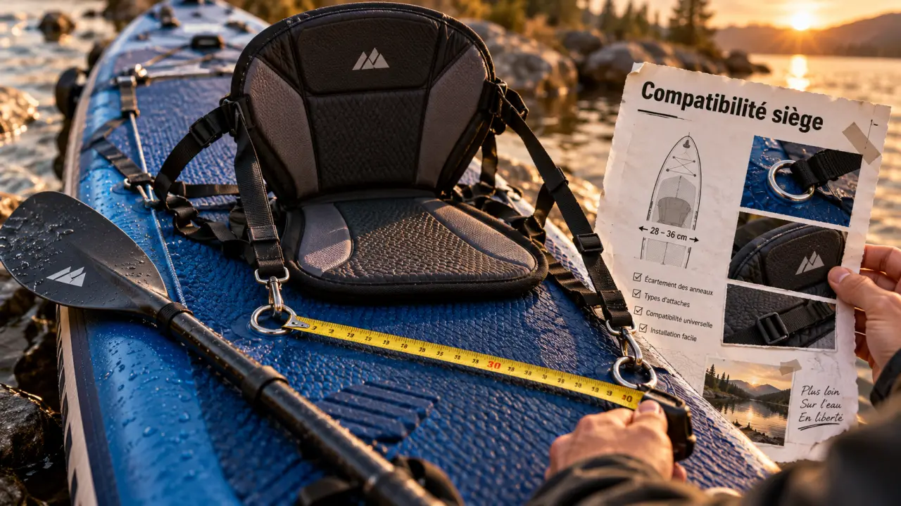 Siège pour paddle sur SUP : fixations et rembourrage